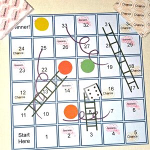 Board Game symbolizing children playing to learn